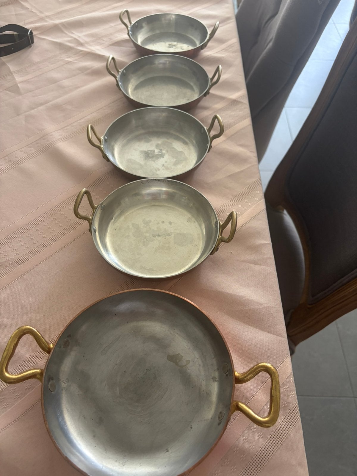Koper pannen, Huis en Inrichting, Keuken | Potten en Pannen, Ophalen, Zo goed als nieuw, Koper