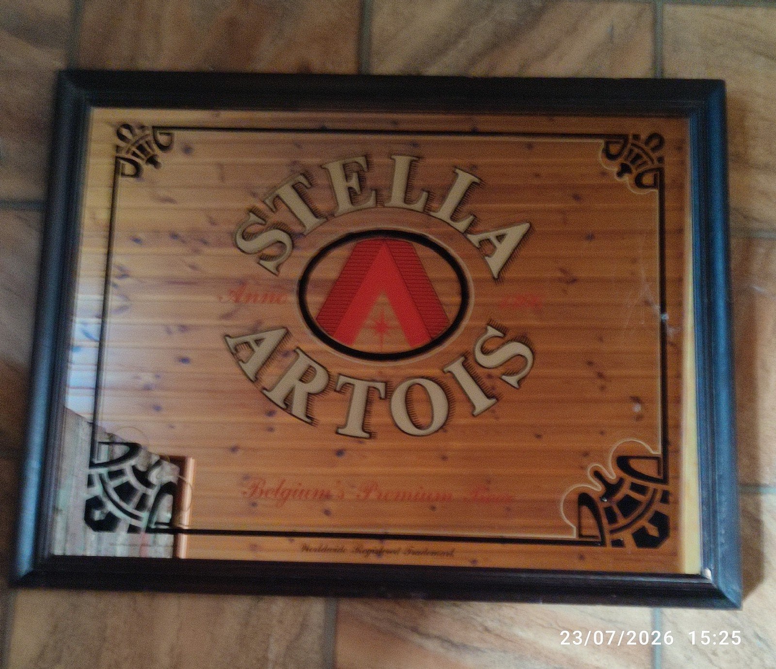 Beau miroir STELLA ARTOIS ., Collections, Marques de bière, Enlèvement, Utilisé, Panneau, Plaque ou Plaquette publicitaire, Stella Artois