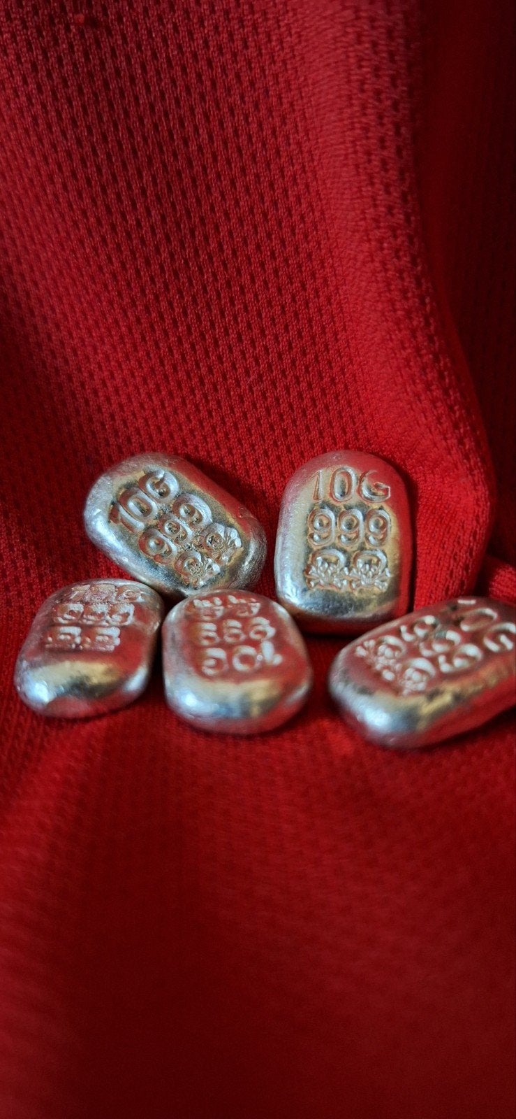 5 x 10gram Crossbone Baar 999 Fijn Zilver, Ophalen of Verzenden, Zilver