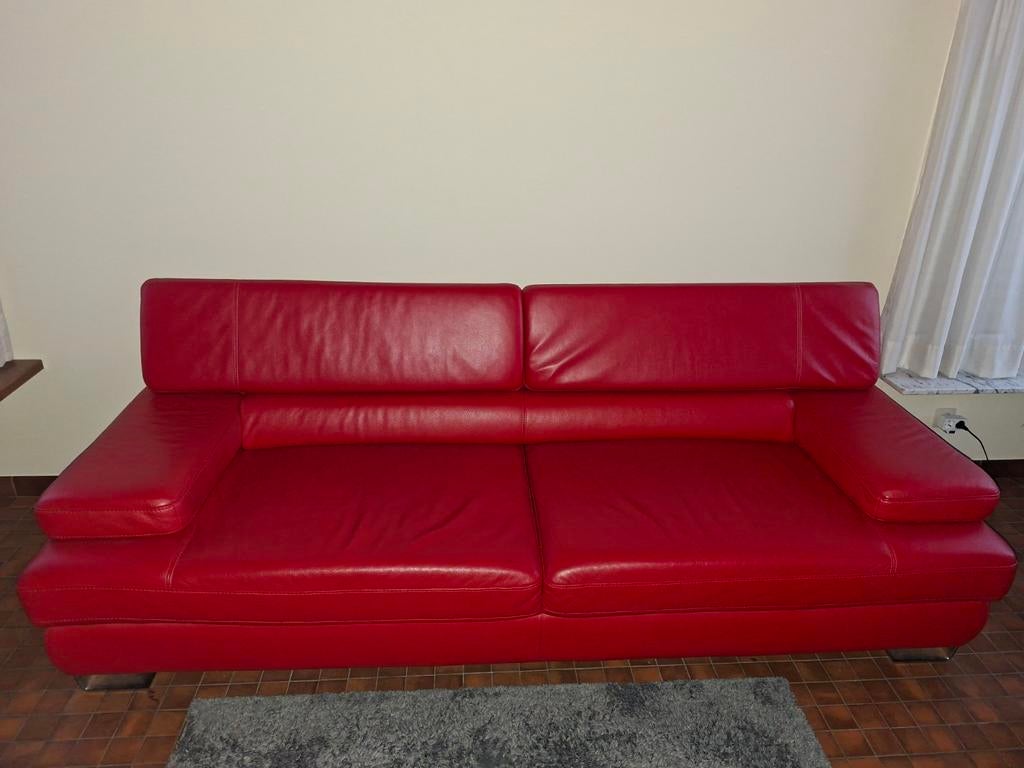 Rood lederen 2 zit Natuzzi, Huis en Inrichting, Zetels | Zetels, Ophalen