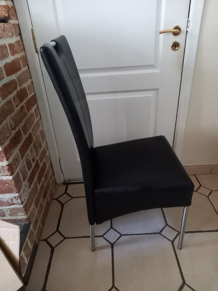 6 zwarte stoelen, Huis en Inrichting, Stoelen, Ophalen, Overige materialen, Gebruikt, Zwart
