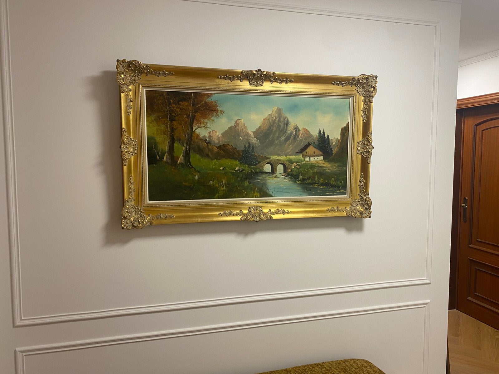 Schilderij barok kader renaissance antiek landschap brug, Enlèvement ou Envoi, Paysage