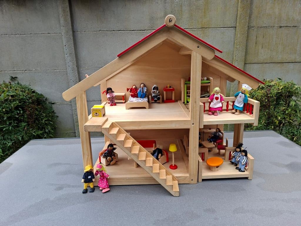 Poppenhuis Pintoy met meubeltjes en poppetjes, Kinderen en Baby's, Ophalen, Poppenhuis