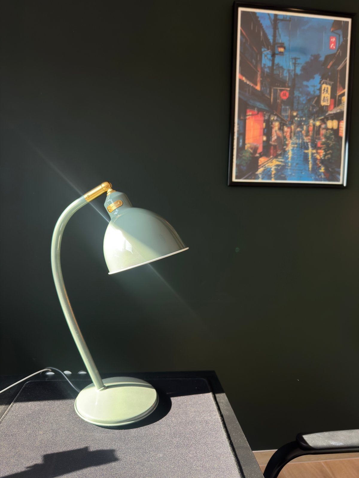 Bureaulamp grijsgroen, Enlèvement, Comme neuf, Lampe de bureau