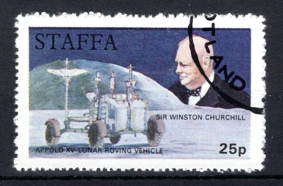 STAFFA -  Appolo XV lunar module, Sir Winston Churchill 1972, Postzegels en Munten, Postzegels | Europa | UK, Verzenden, Gestempeld