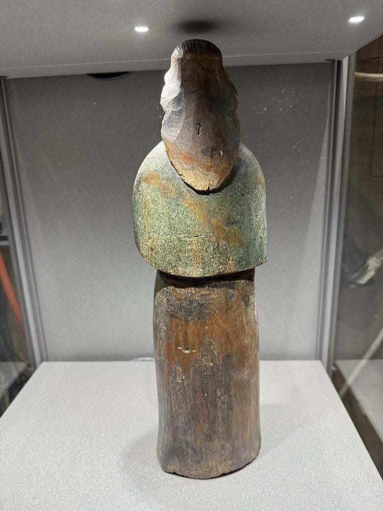 Oud Handgesneden Houten Religieus Beeld 35 cm, Ophalen of Verzenden