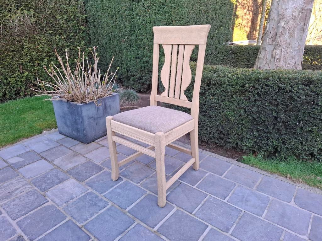 Chaises en chêne massif. 4 pièces. Aérogommé., Maison & Meubles, Chaises, Bois, Tissus, Enlèvement ou Envoi