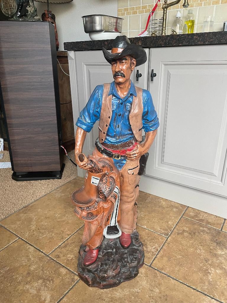Statue de cowboy Country & Western bar/jardin - import USA, Jardin & Terrasse, Statues de jardin, Enlèvement ou Envoi, Neuf, Synthétique