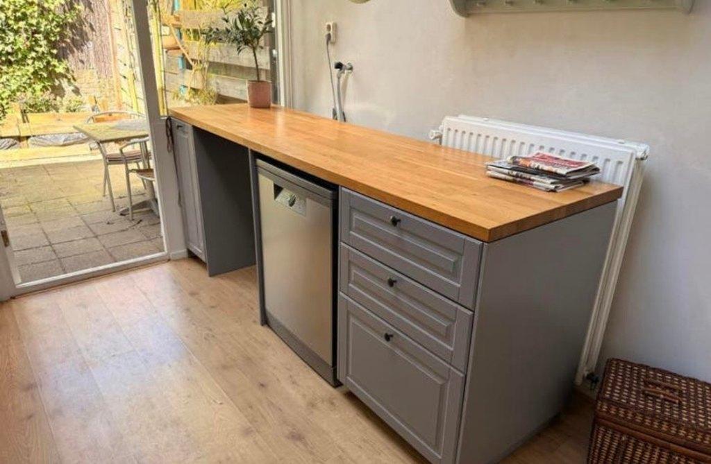 ✨DUBBELWANDIGE GRIJZE KEUKEN ✨, Enkelwandige keuken, Ophalen of Verzenden, Zo goed als nieuw, Grijs