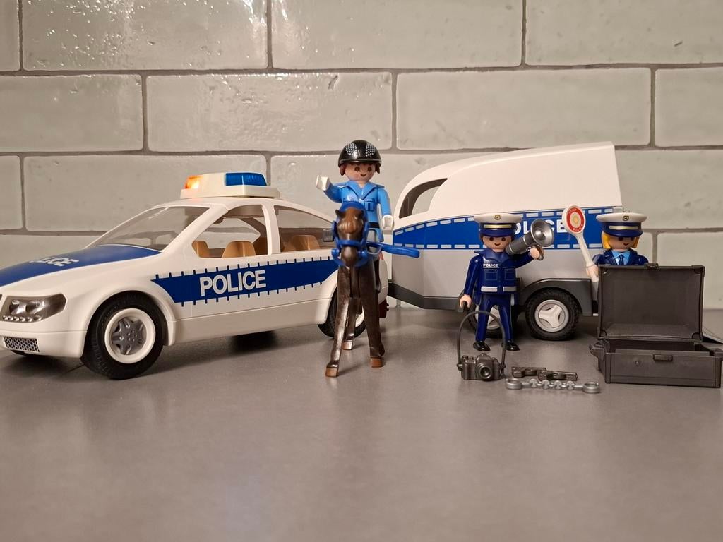 Playmobile politieauto met trailer, Enlèvement ou Envoi