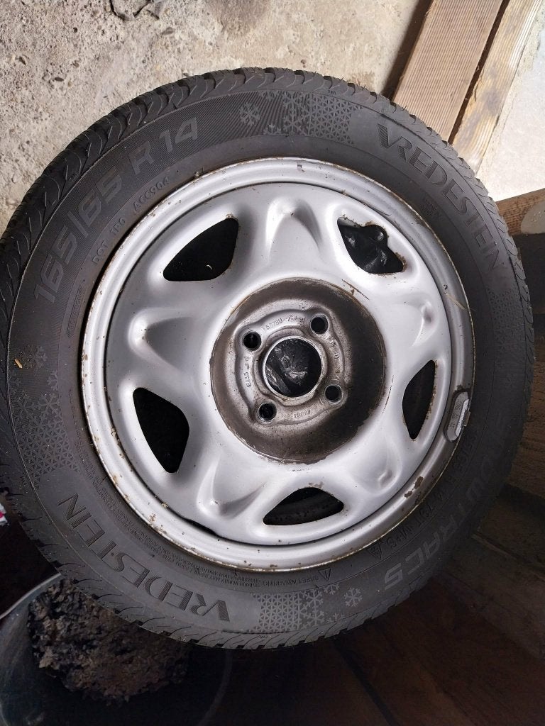 Wielen + banden 165/65/R14, Auto-onderdelen, Banden en Velgen, Ophalen, 14 inch, Gebruikt, Winterbanden