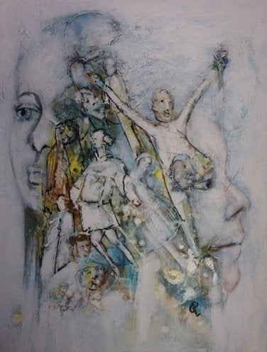 Kunsthandel Gennep - "Op Weg 2", Antiquités & Art, Art | Peinture | Moderne, Enlèvement ou Envoi, Signé, Peinture acrylique