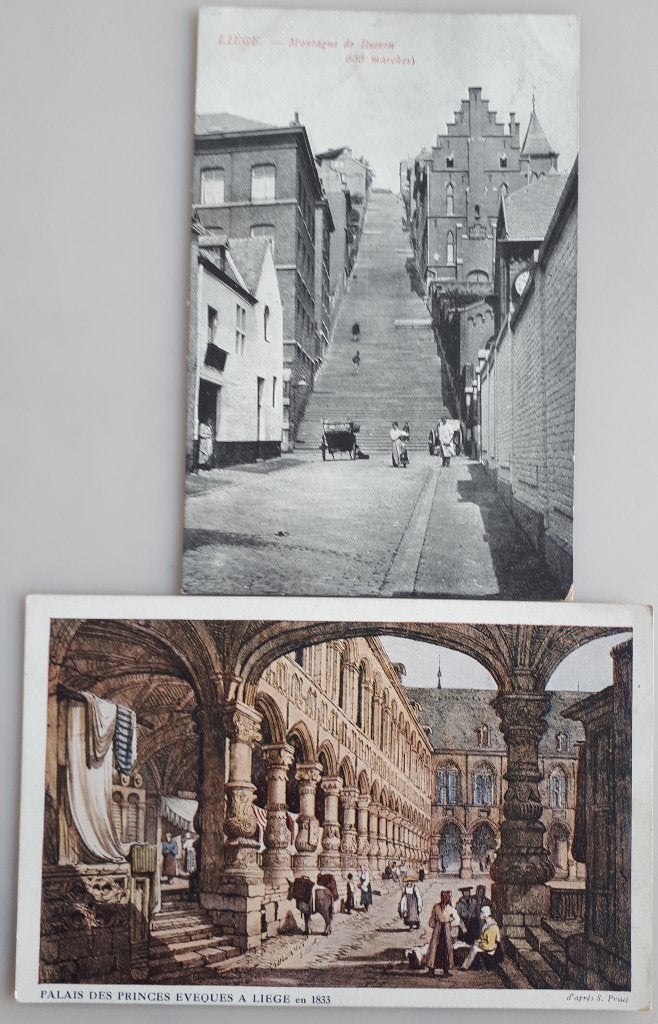 2 CP : LIÈGE Montagne de Bueren et Palais Évèques Réf.E208, Enlèvement ou Envoi, Avant 1920, Non affranchie, Liège