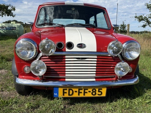Uitstekende Mini Classic 1300 Cooper 1992 SPI Rood, Auto's, Voorwielaandrijving, 4 zetels, Stof, Zwart