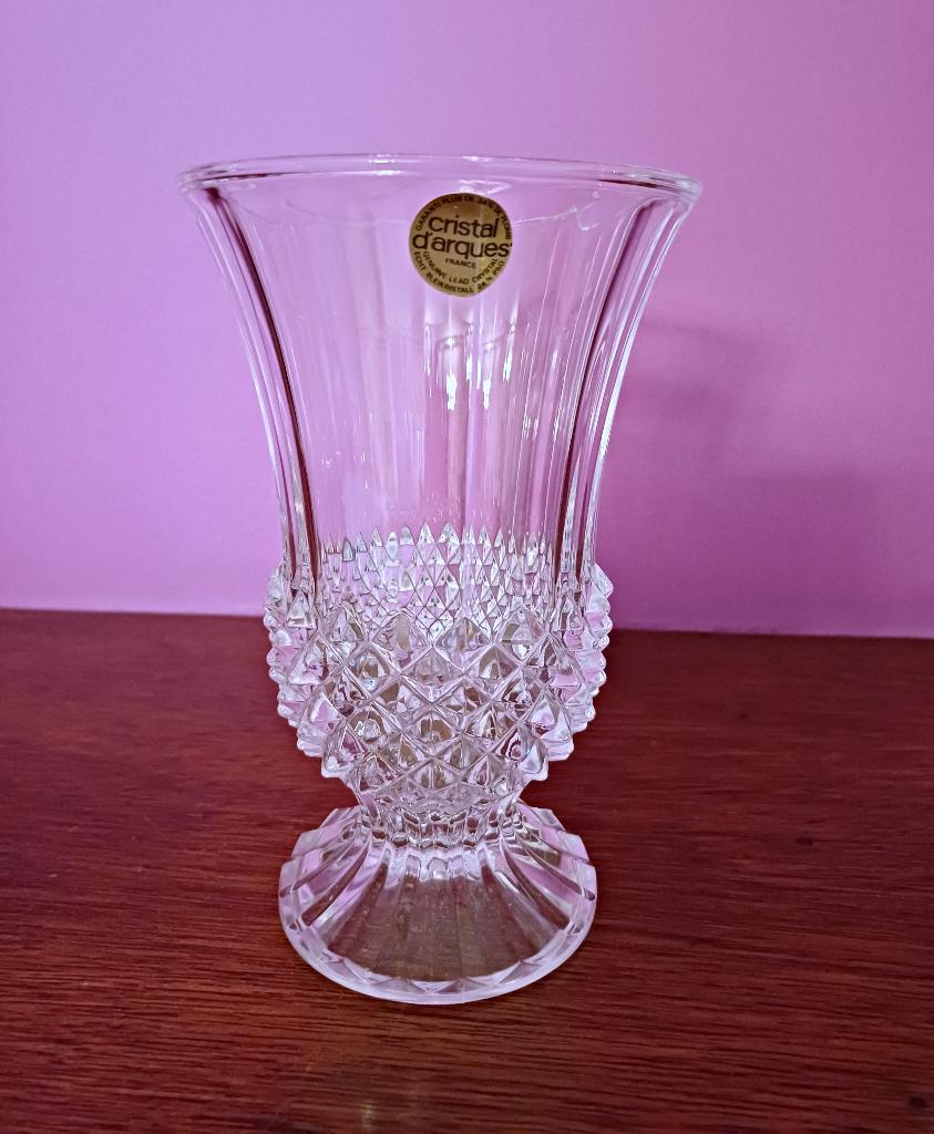 Vase vintage en cristal d'Arques - modèle Longchamp -18 cm H, Enlèvement ou Envoi
