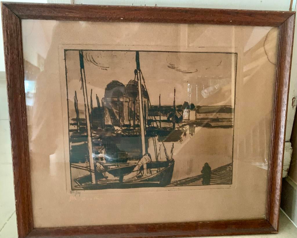 Ancien bateau M COCKX gravé sur bois, Enlèvement ou Envoi