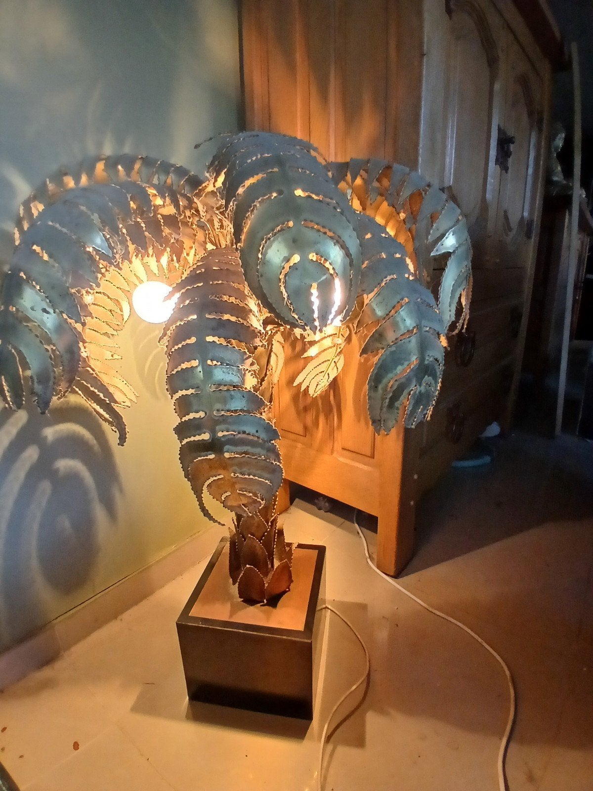Originele Vintage Maison Jansen Palmboomlamp – Jaren 70 (86, Ophalen, Modern