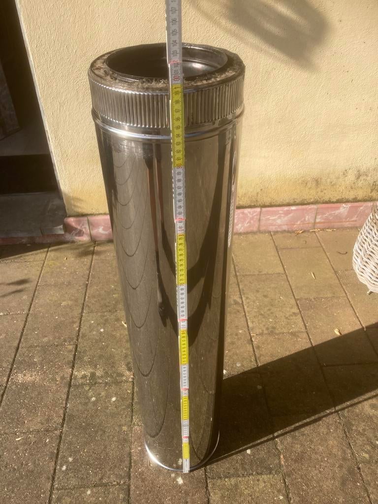 Dubbelwandige inox kachelpijp 150/200mm100cm lengte, Ophalen, Gebruikt