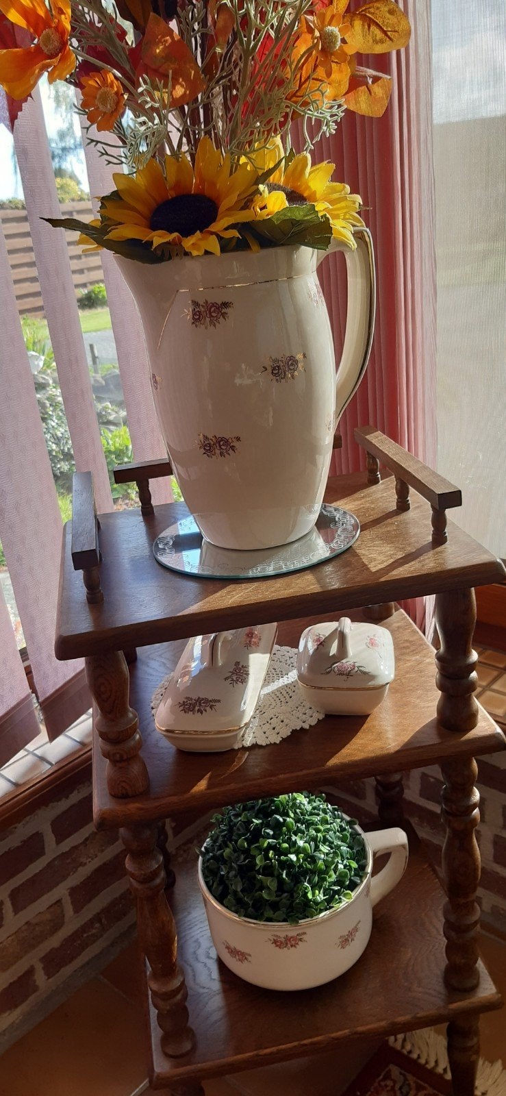 Lampetstel met tafeltje in hout., Huis en Inrichting, Ophalen, Hout