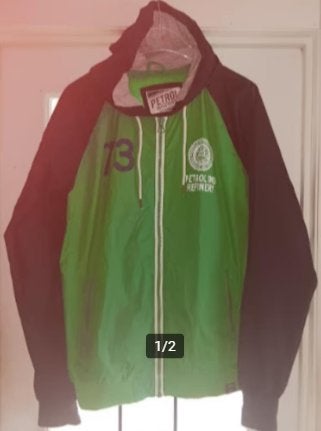 Veste imperméable capuche bleu/vert " Petrol " L, Ophalen of Verzenden, Gedragen, Maat 52/54 (L), Blauw