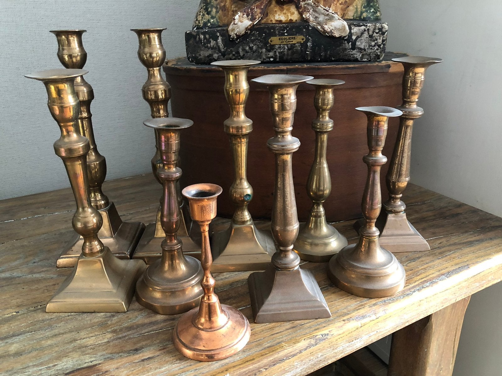 Vlaamse koperen kandelaars, Ophalen of Verzenden