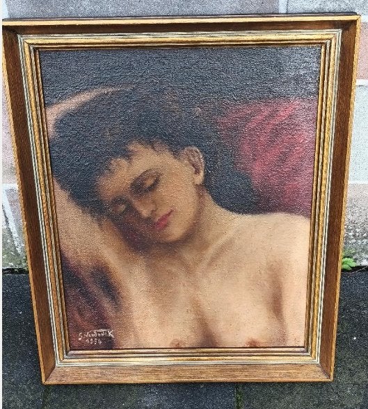 Huile sur toile femme nue signe g verdonck 1954, Enlèvement ou Envoi, Toile