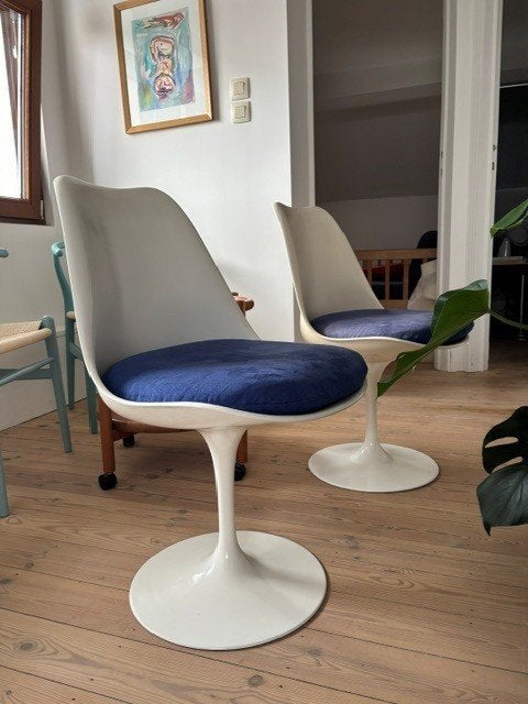 2 chaises Tulip – Eero Saarinen pour Knoll Inter/ De Coene, Huis en Inrichting, Ophalen, Gebruikt, Twee, Wit