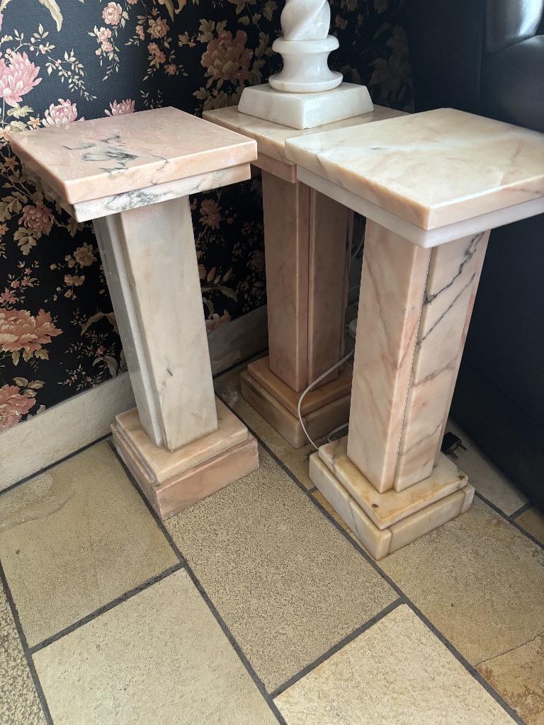 Set van 3 marmeren zuilen / sokkels, Huis en Inrichting, Ophalen