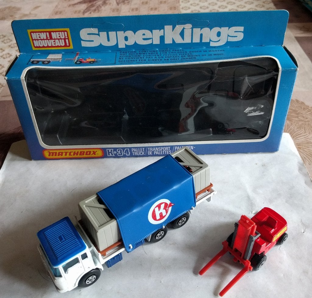 Matchbox Superkings K-34 Pallet Truck, Hobby en Vrije tijd, Ophalen of Verzenden, Zo goed als nieuw, Bus of Vrachtwagen