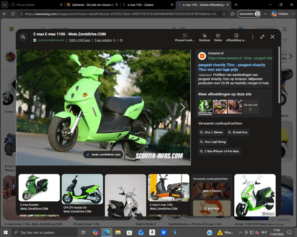 E-Max 110s scooter klasse B 45km/u homologatie, Vélos & Vélomoteurs, Scooters | SYM, Autres modèles, Classe B (45 km/h), Enlèvement