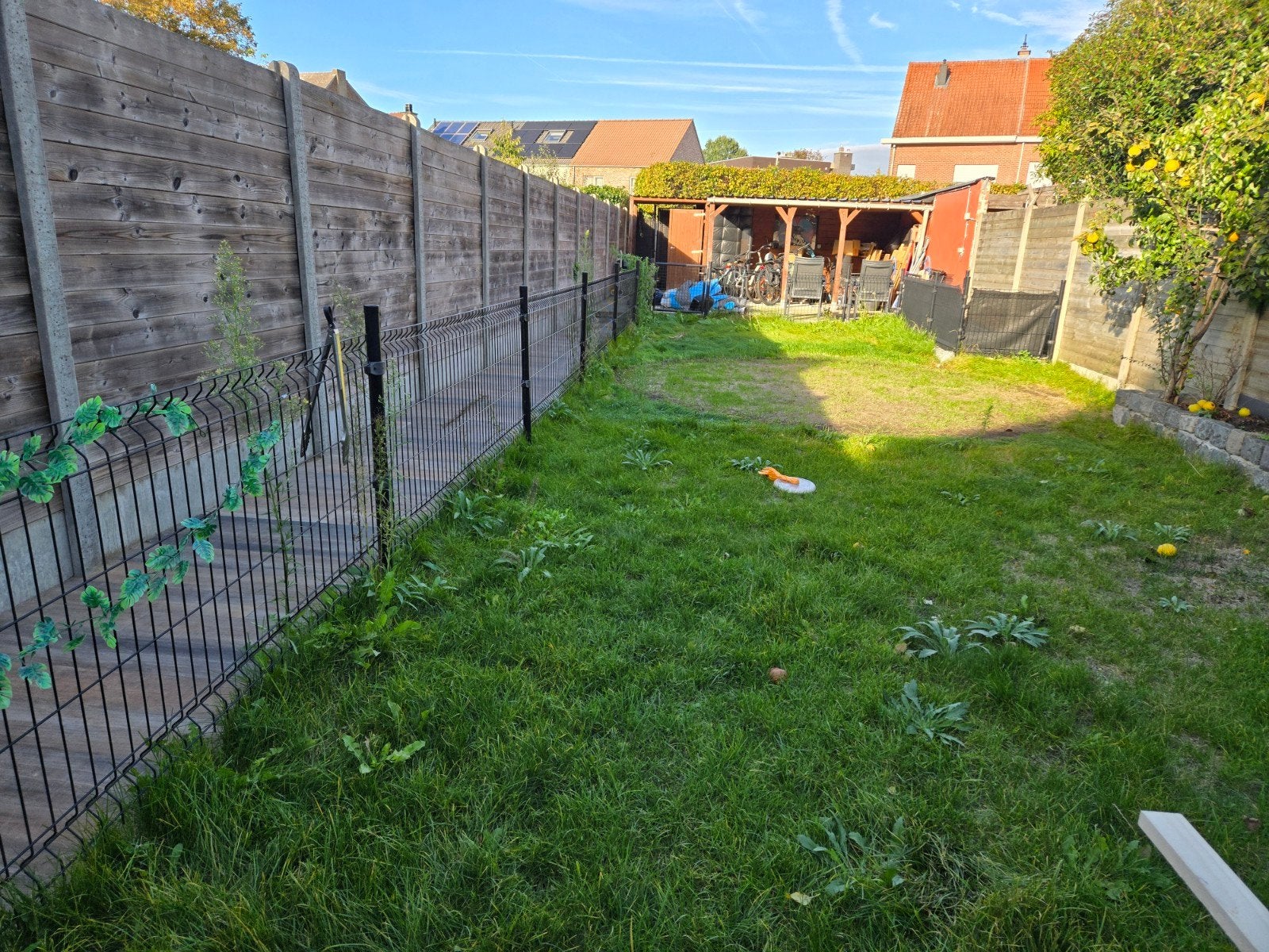 Afsluiting Bekaert Draadpanelen hard met tuinpalen zwart, Clôture en treillis métallique, Comme neuf, Synthétique, Enlèvement