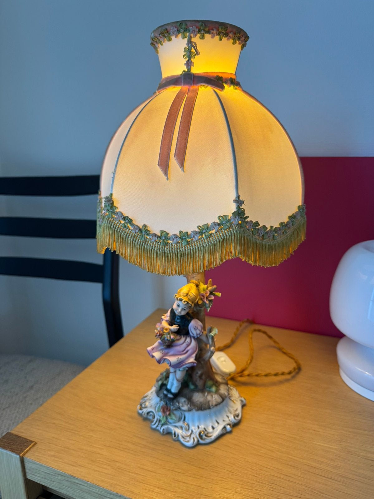 Prachtige vintage Capodimonte tafellamp – Viertosta Italië, Enlèvement, Comme neuf