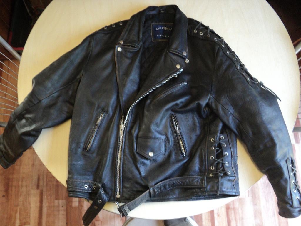 biker leder jas, Heren, Jas | leer, Ophalen of Verzenden, Vintage