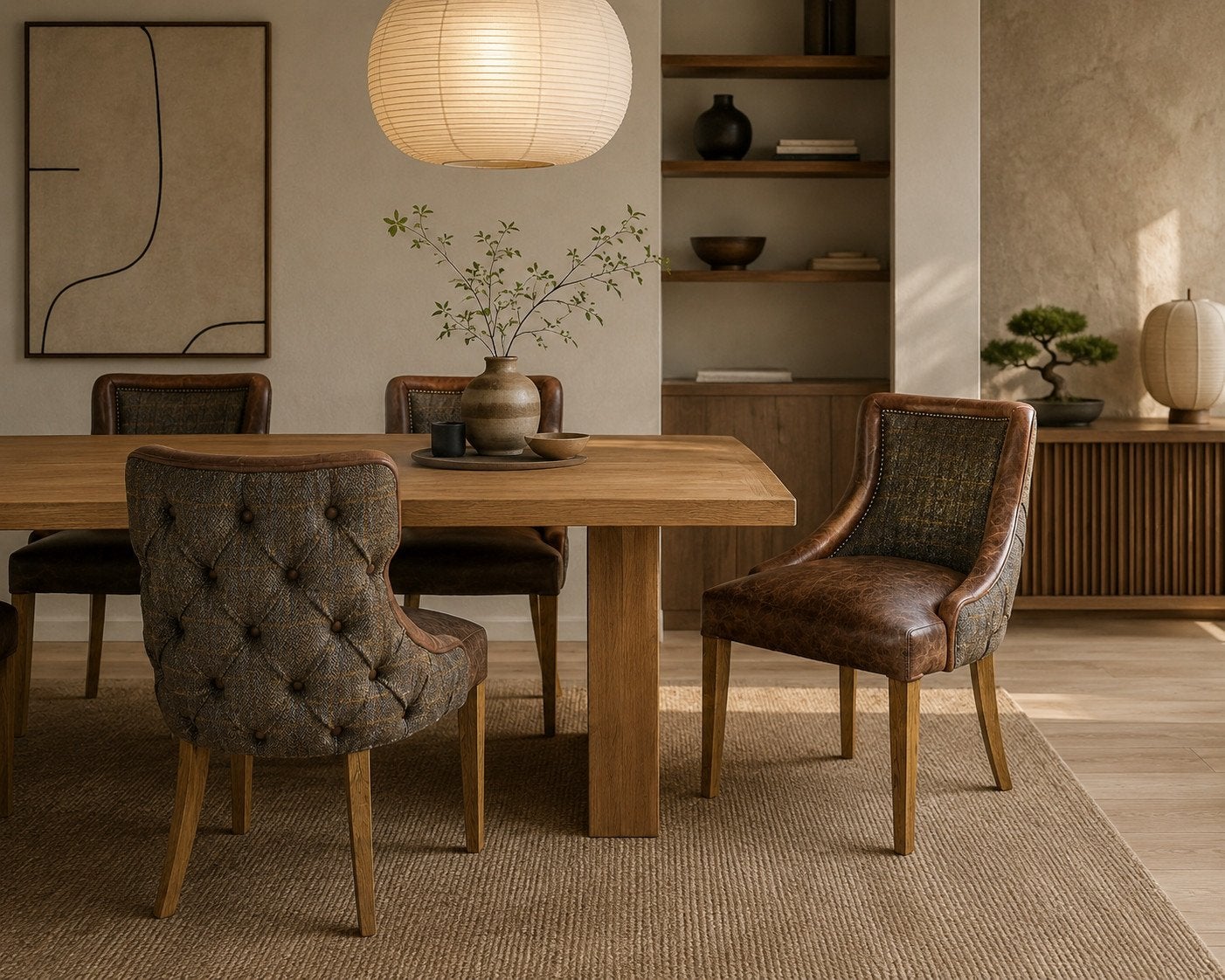 STOFFEN CHESTERFIELD EETKAMERSTOEL JAMES TWEED STOF LEER, Huis en Inrichting, Ophalen of Verzenden, Nieuw, Leer