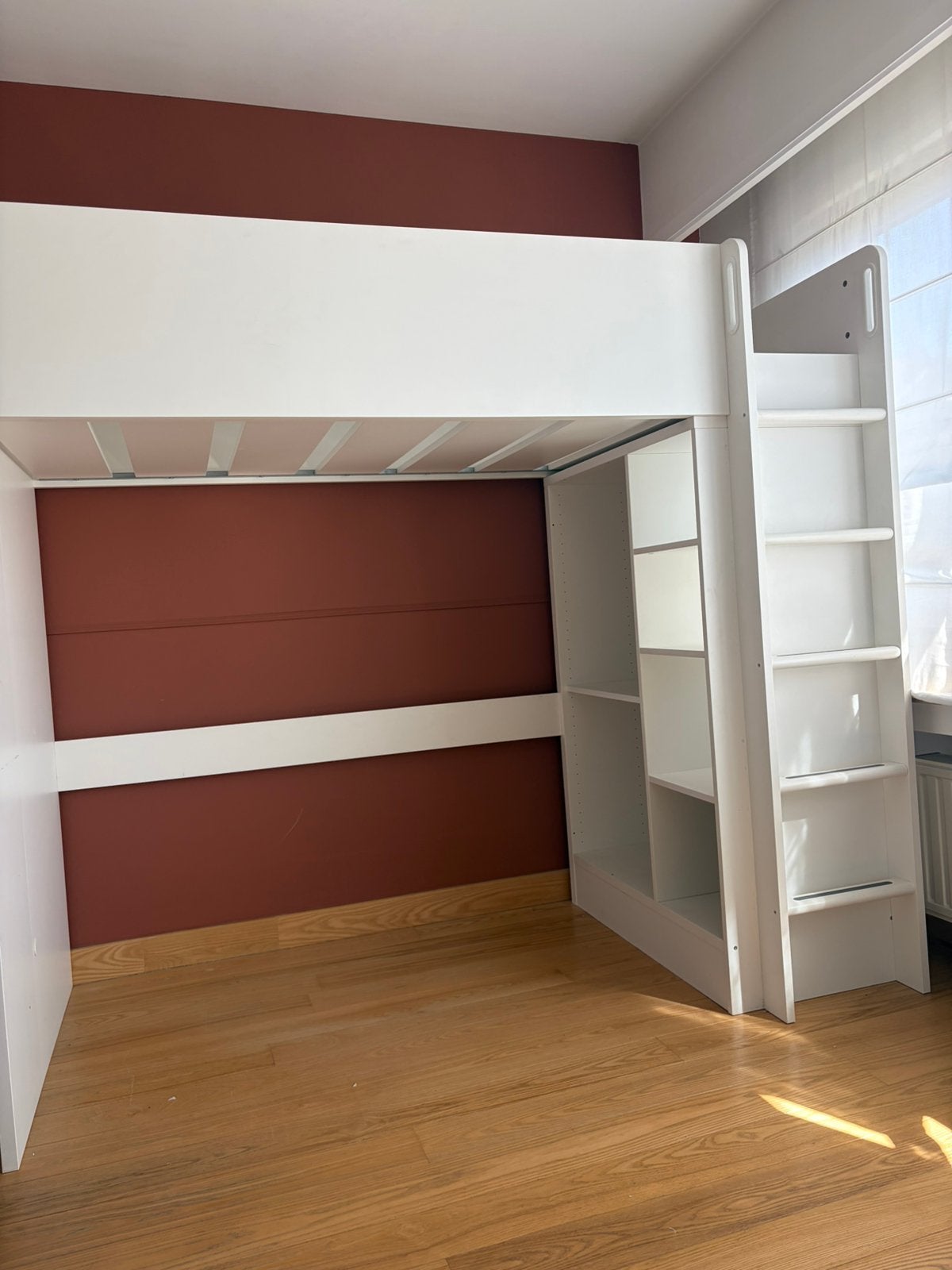 Lit mezzanine blanc 90x200 IKEA + matelas, Ophalen, Zo goed als nieuw, Hoogslaper