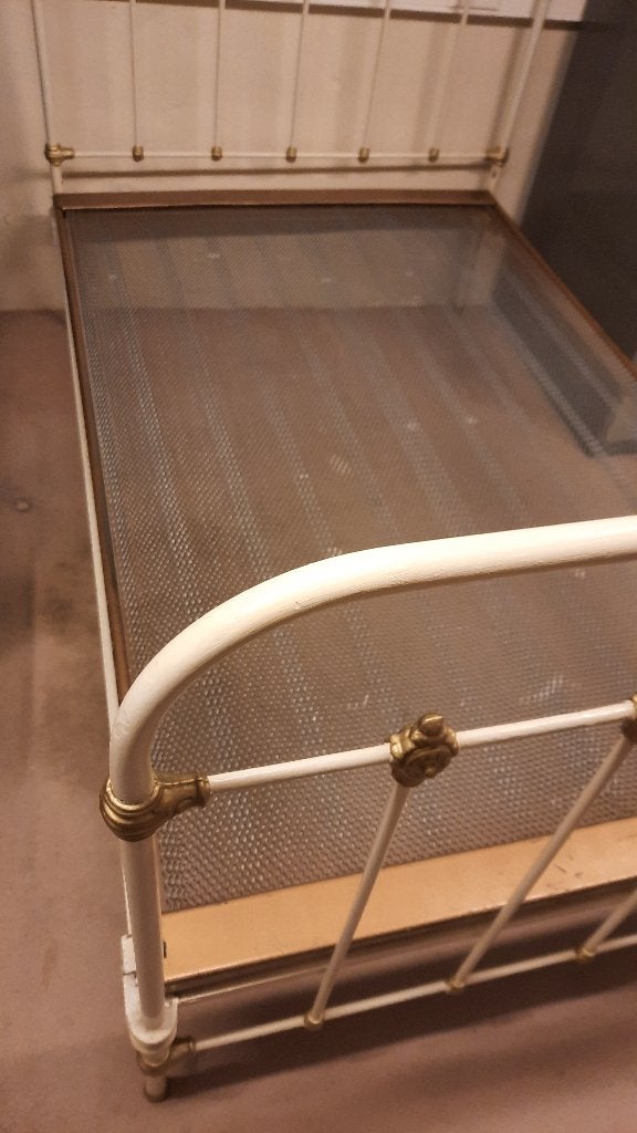 retro vintage bed twijfelaar 120 cm met matras en bodem, Ophalen, Gebruikt, Twijfelaar, 120 cm