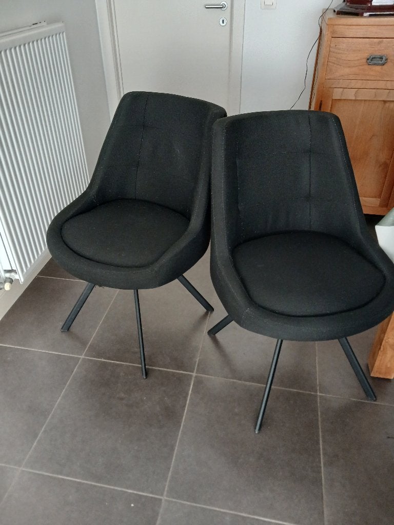 Zwarte Design eetkamer stoelen.(8 stuks) Henders&Hazel, Ophalen, Gebruikt, Zwart, Stof