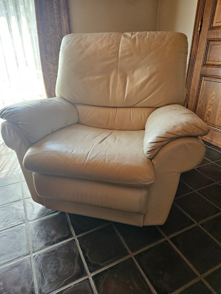Lederen relax prima staat, Ophalen, Eenpersoons, Minder dan 75 cm, Leer