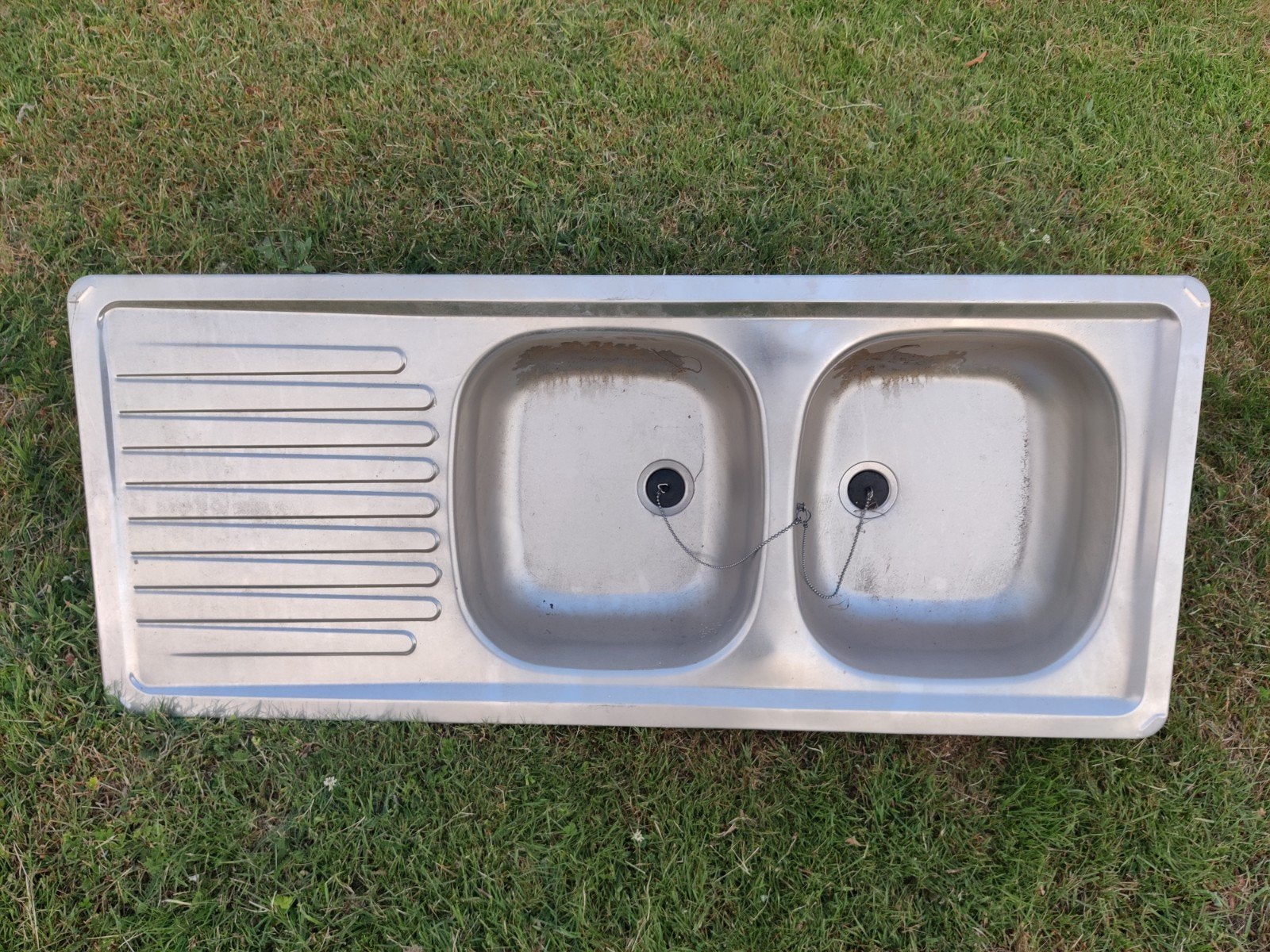 Lavabo double en inox, Bricolage & Construction, Sanitaire, Enlèvement, Inox, Lavabo