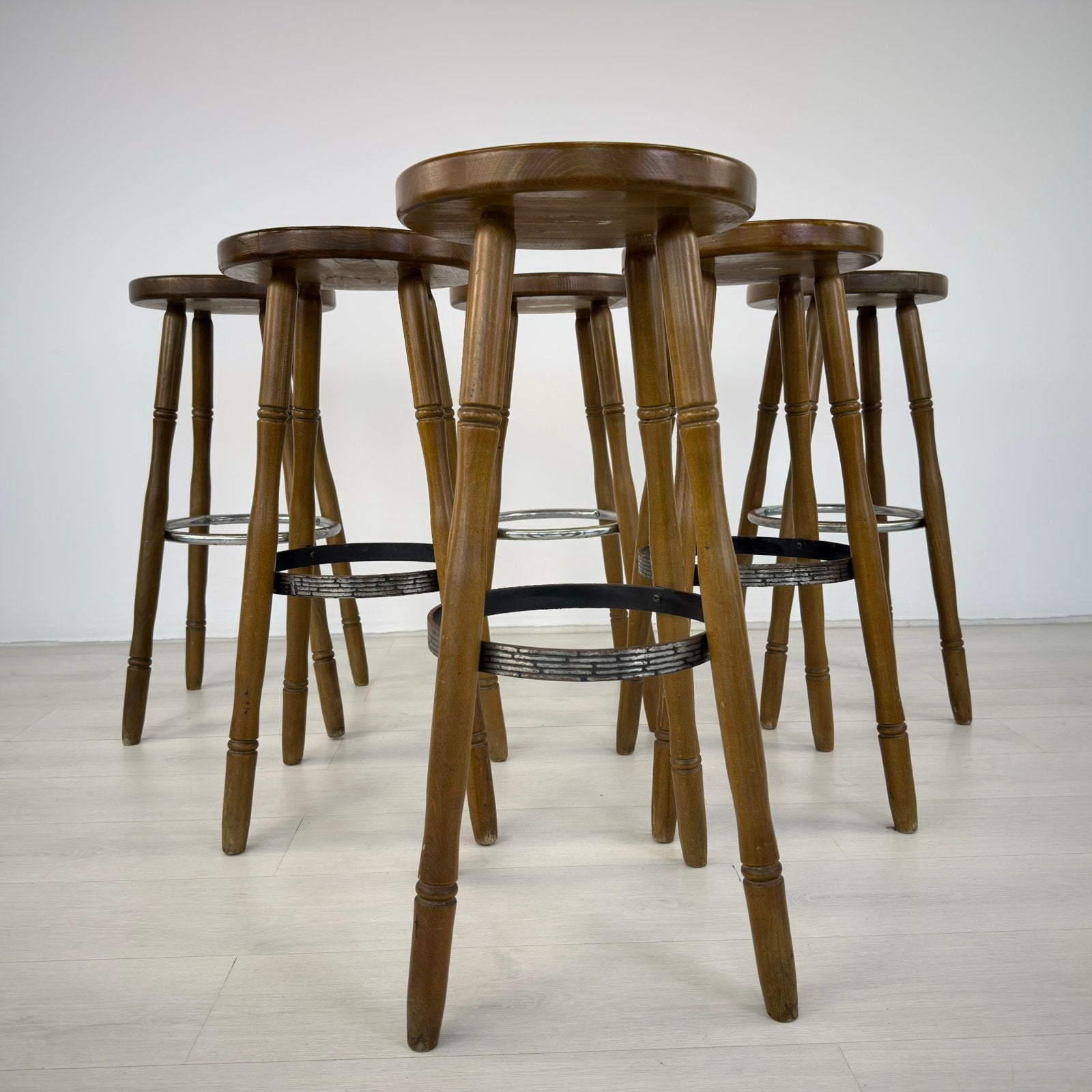 6x vintage brutalist bar stoelen, Ophalen, Zo goed als nieuw
