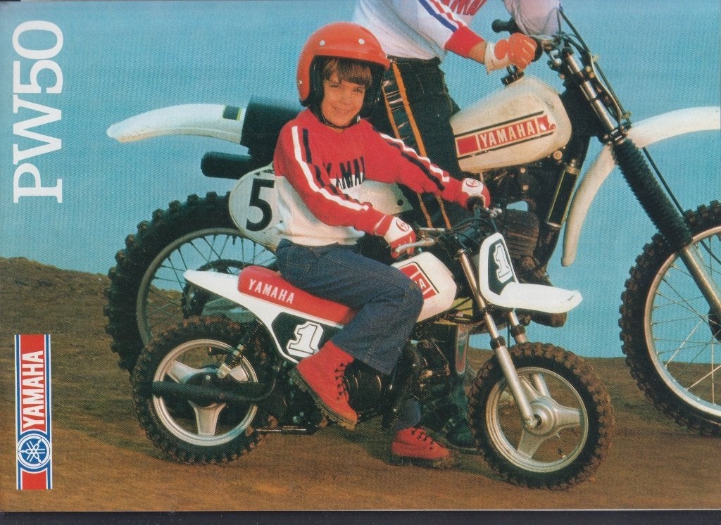 1982 Yamaha PW50 minibike motocross brochure publicitaire, Verzenden, Gelezen