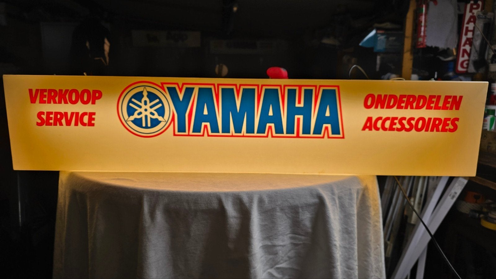 Yamaha lichtbak, oudje, klassieker, dubbelzijdig bedrukt, Motoren, Ophalen of Verzenden, Gebruikt
