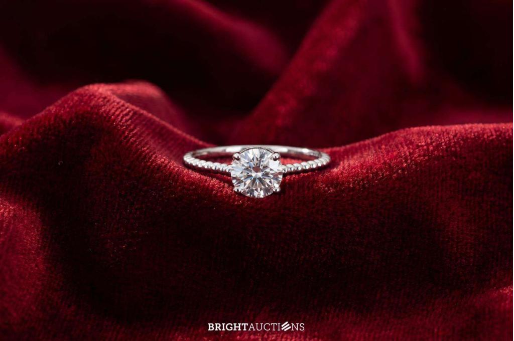 Witgouden ring met een diamant van 1.00 carat, Handtassen en Accessoires, Ringen, Diamant, Wit, Niet ingevuld, Nieuw