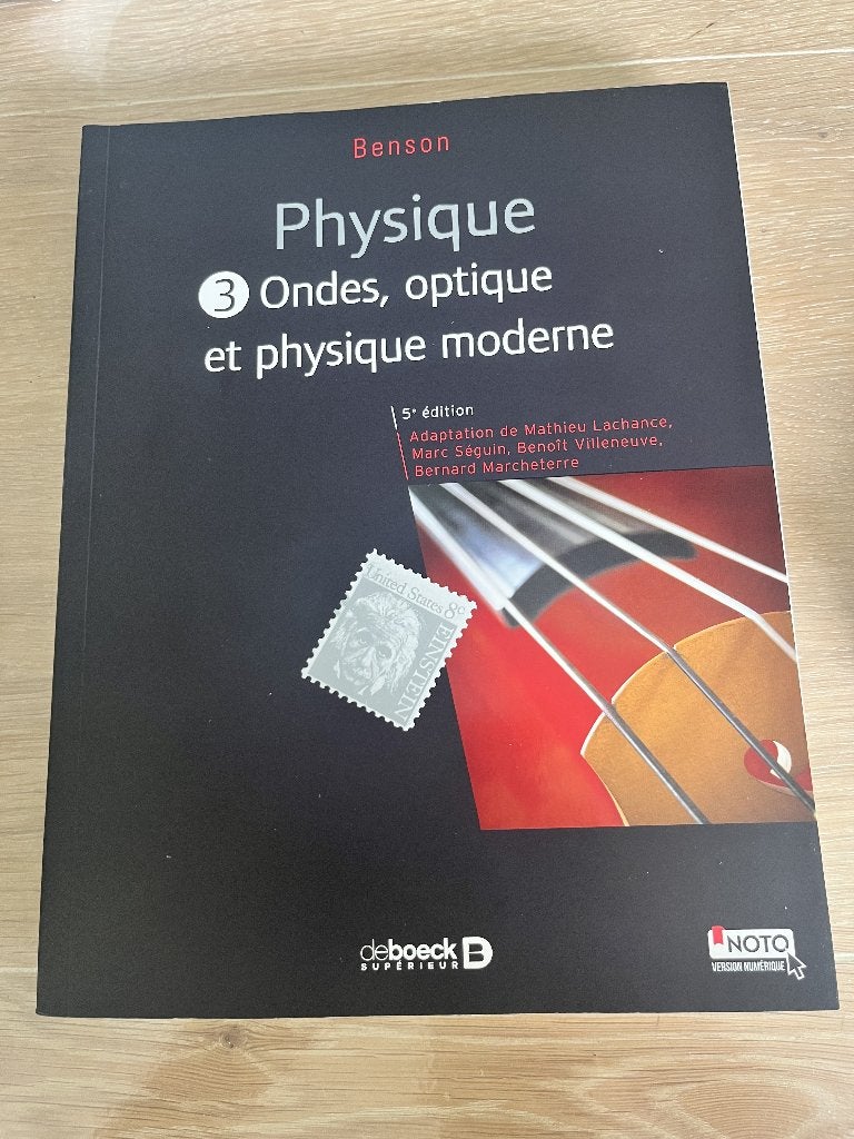 Benson Physique - Ondes, optiques et physique moderne, Livres, Physique, Autres niveaux, Comme neuf, Enlèvement