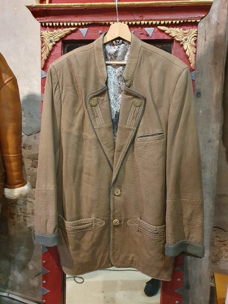 Leren/Suede Tiroler Jas, passend bij Lederhosen - Maat 48, Kleding | Heren, Bruin, Maat 48/50 (M), SOLO, Ophalen of Verzenden