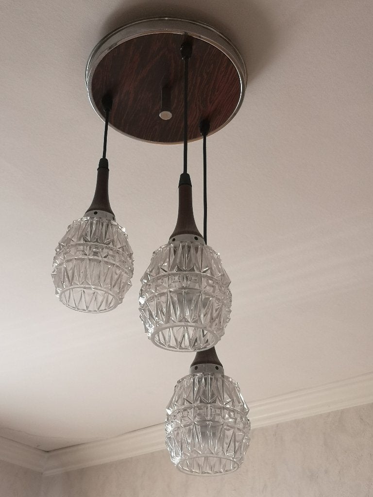 Hanglamp met 3 lichtpunten in glas, Ophalen, Glas