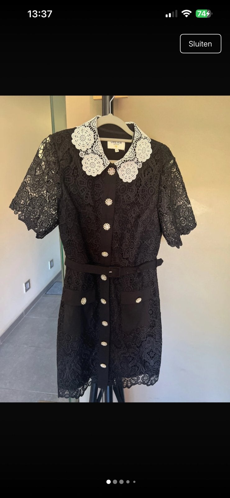 Robe en dentelle noire Dreamcatcher à col blanc, Enlèvement ou Envoi, Comme neuf, Taille 36 (S), Noir
