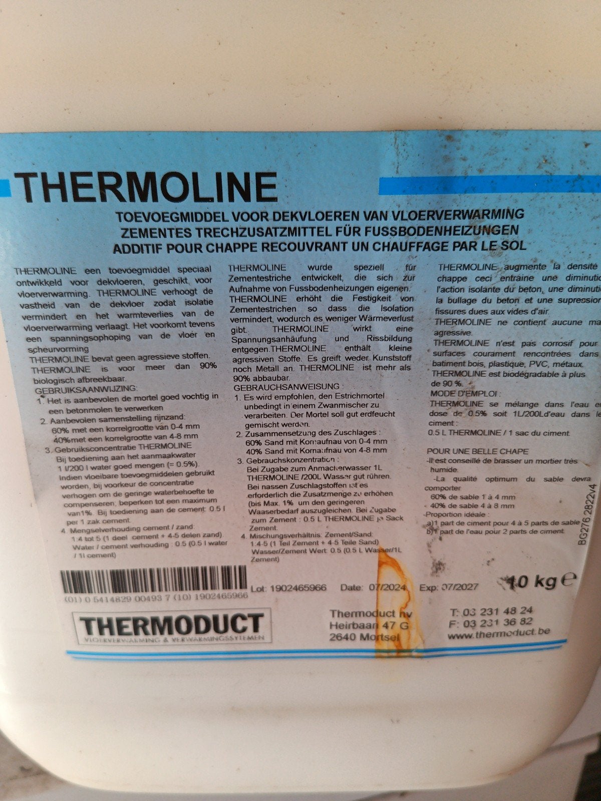 additief chape voor vloerverwarming., Enlèvement