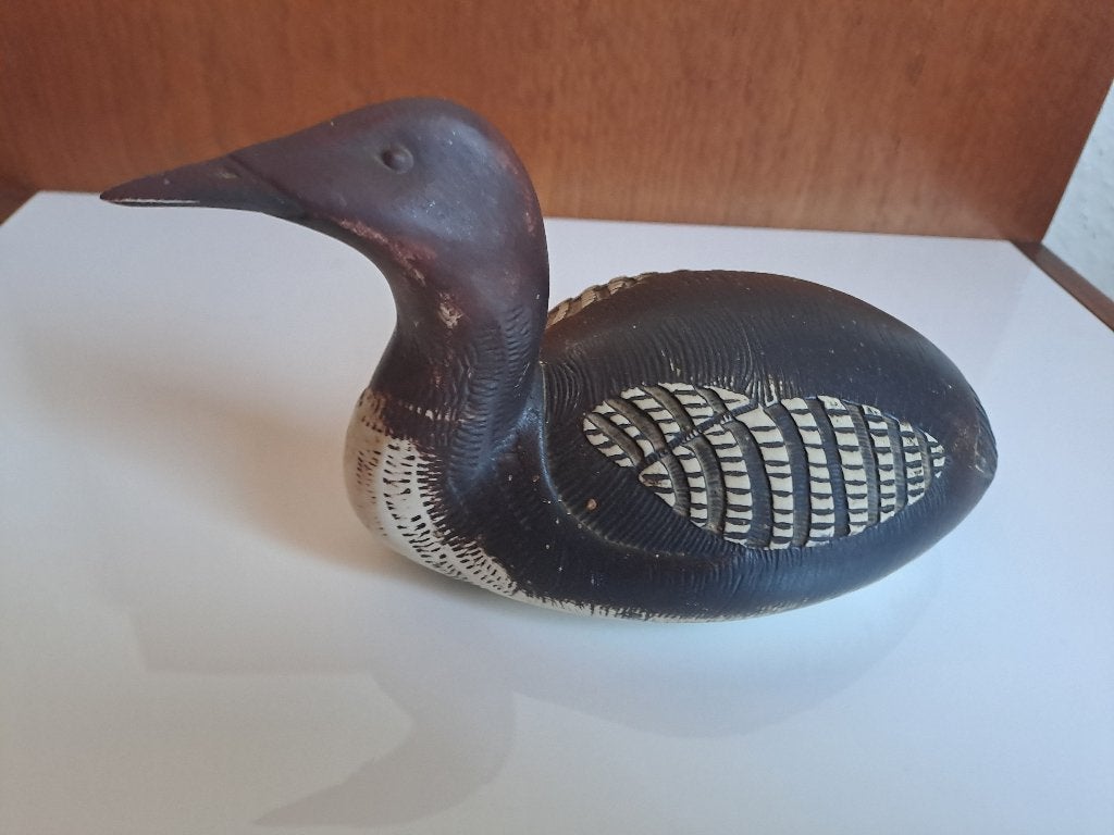 Watervogel, Lom Gustavsberg Sweden, Antiek en Kunst, Kunst | Beelden en Houtsnijwerken, Ophalen, Minder dan 20 cm, Gemerkt, Steen of Keramiek