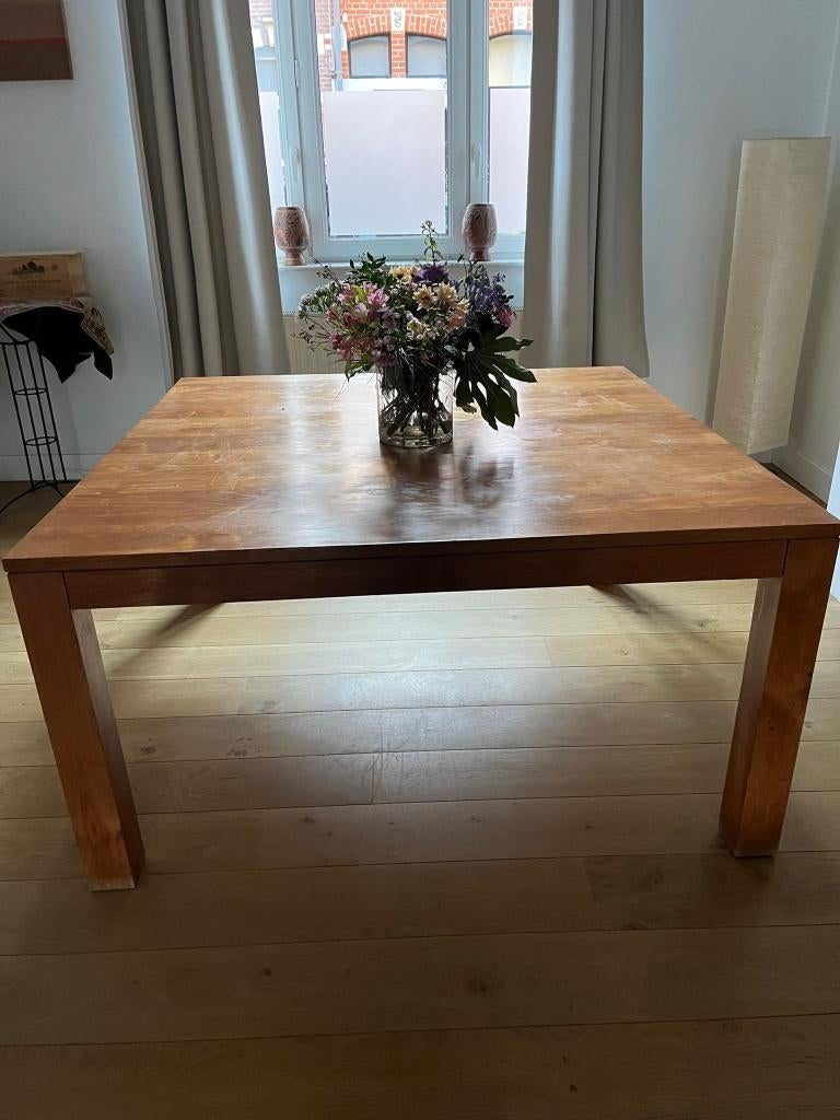 Houten tafel, Huis en Inrichting, Tafels | Eettafels, Ophalen, Zo goed als nieuw, Vijf personen of meer, Modern